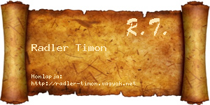 Radler Timon névjegykártya